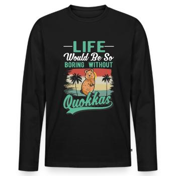 Quokka Gift Kangourou à queue courte - T-shirt manches longues Premium bio Homme - noir - Devant - Nico (187cm)