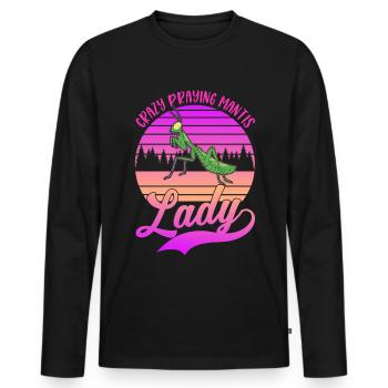 Verrückte Gottesanbeterin Frau - Männer Premium Bio Langarmshirt - Schwarz - Vorne - Nico (187cm)