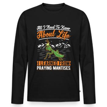 Gottesanbeterin Mantis Fangschrecke - Männer Premium Bio Langarmshirt - Schwarz - Vorne - Nico (187cm)