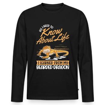 Bartagame Dragon barbu - T-shirt manches longues Premium bio Homme - noir - Devant - Nico (187cm)