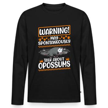 Avertissement Opossum Possum Marsupial - T-shirt manches longues Premium bio Homme - noir - Devant - Nico (187cm)