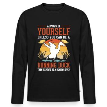 Indian Runner Duck Gift Running Duck - Men's Premium Organic Long Sleeve Shirt - black - Front - Nico (187cm)