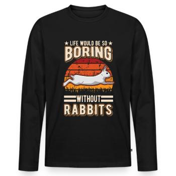 Lapin Cadeau Lapin Lapin Lapin - T-shirt manches longues Premium bio Homme - noir - Devant - Nico (187cm)
