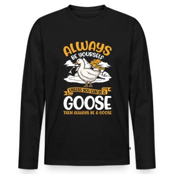 Geese Gift Goose Lover Goose Breeder - Men's Premium Organic Long Sleeve Shirt - black - Front - Nico (187cm)