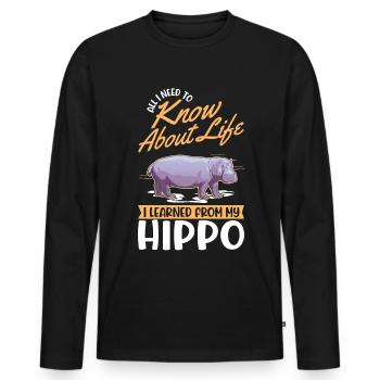 Hippo Cadeau Hippo Hippo Hippo - T-shirt manches longues Premium bio Homme - noir - Devant - Nico (187cm)