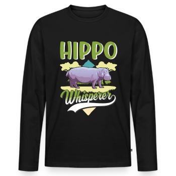 Hippo Whisperer Hippo Hippo - Men's Premium Organic Long Sleeve Shirt - black - Front - Nico (187cm)