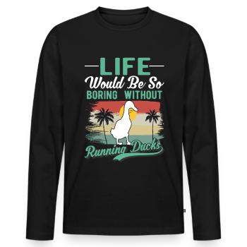 Indian Running Duck Gift Running Duck - Men's Premium Organic Long Sleeve Shirt - black - Front - Nico (187cm)