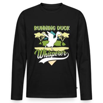 Running Duck Whisperer Running Duck - T-shirt manches longues Premium bio Homme - noir - Devant - Nico (187cm)