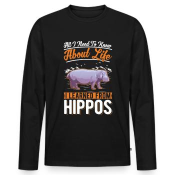 Hippopotame cadeau hippopotame - T-shirt manches longues Premium bio Homme - noir - Devant - Nico (187cm)