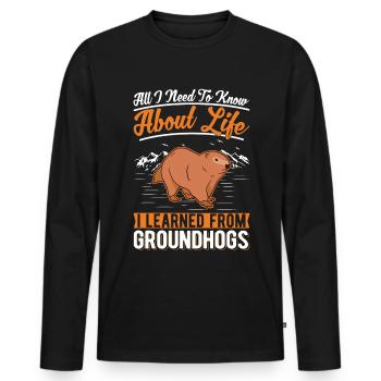Murmeltier Groundhog Waldmurmeltier - Männer Premium Bio Langarmshirt - Schwarz - Vorne - Nico (187cm)