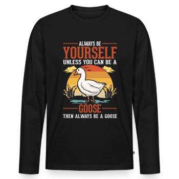 Geese Gift Goose Lovers Goose Breeders - Men's Premium Organic Long Sleeve Shirt - black - Front - Nico (187cm)