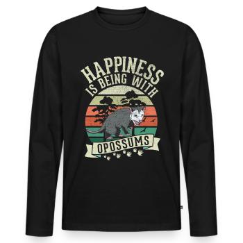 Opossum Lucky Marsupial Possum - T-shirt manches longues Premium bio Homme - noir - Devant - Nico (187cm)
