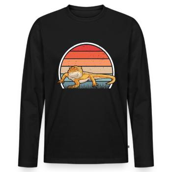 Bearded Dragon Retro - Men's Premium Organic Long Sleeve Shirt - black - Front - Nico (187cm)
