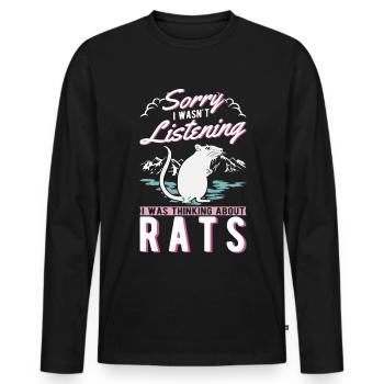 Rat Cadeau Rat Propriétaire Rat domestique - T-shirt manches longues Premium bio Homme - noir - Devant - Nico (187cm)
