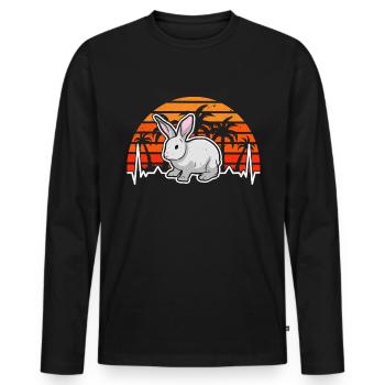 Lapin Heartbeat Lapin Rétro - T-shirt manches longues Premium bio Homme - noir - Devant - Nico (187cm)