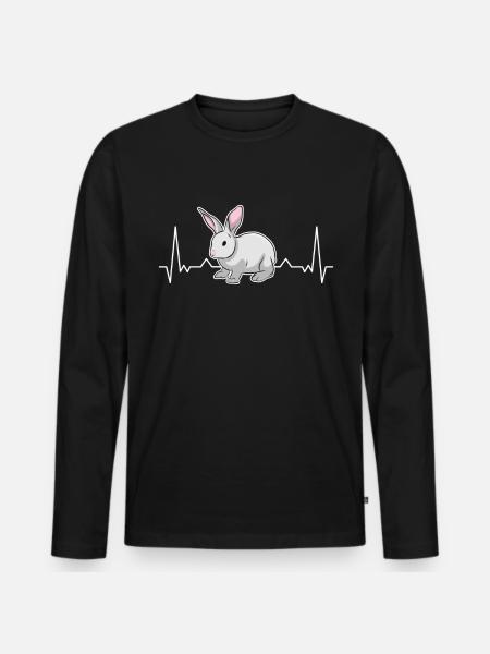 Kaninchen Herzschlag Hase - Männer Premium Bio Langarmshirt - Schwarz