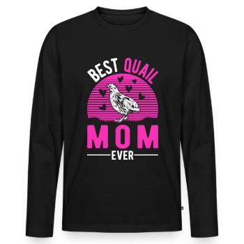 Caille Maman Caille Éleveuse Caille Femme - T-shirt manches longues Premium bio Homme - noir - Devant - Nico (187cm)