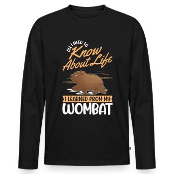 Australischer Wombat - Männer Premium Bio Langarmshirt - Schwarz - Vorne - Nico (187cm)