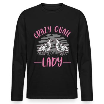 Crazy Quail Femme Éleveur de cailles - T-shirt manches longues Premium bio Homme - noir - Devant - Nico (187cm)