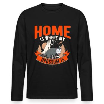 Zuhause is wo mein Opossum ist Possum - Männer Premium Bio Langarmshirt - Schwarz - Vorne - Nico (187cm)