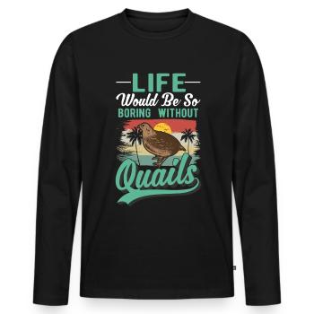 Avertissement éleveurs de cailles de pépinière - T-shirt manches longues Premium bio Homme - noir - Devant - Nico (187cm)