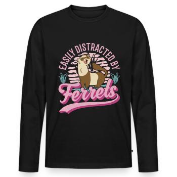 Facilement distrait par le furet de furet - T-shirt manches longues Premium bio Homme - noir - Devant - Nico (187cm)