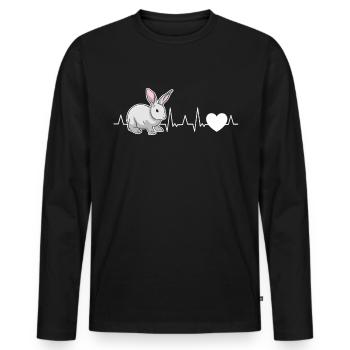 Rabbit Heartbeat Rabbit - Men's Premium Organic Long Sleeve Shirt - black - Front - Nico (187cm)