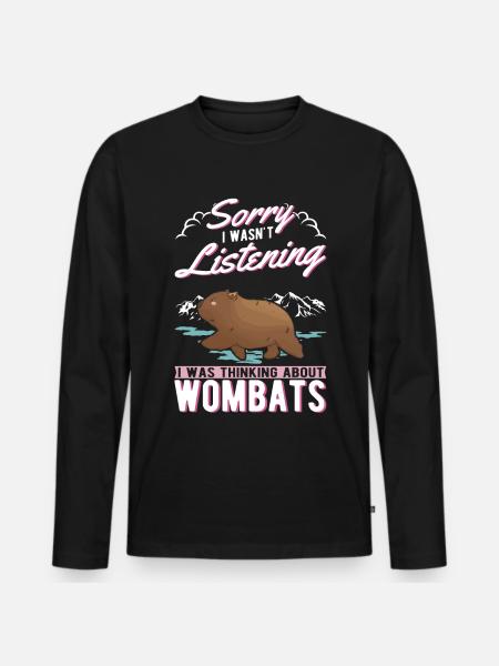 Wombat Australien - Männer Premium Bio Langarmshirt - Schwarz
