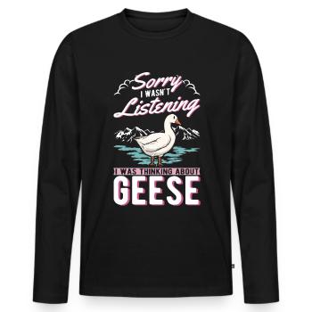 Oies Cadeau Oie Éleveur Oie Oie - T-shirt manches longues Premium bio Homme - noir - Devant - Nico (187cm)