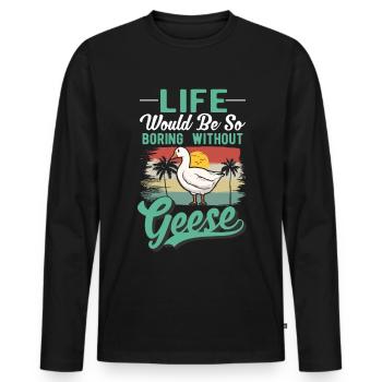Geese Gift Goose Lovers Goose Breeders - Men's Premium Organic Long Sleeve Shirt - black - Front - Nico (187cm)