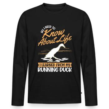 Canard courant indien Canard courant - T-shirt manches longues Premium bio Homme - noir - Devant - Nico (187cm)