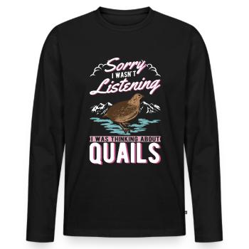 Avertissement éleveurs de cailles de pépinière - T-shirt manches longues Premium bio Homme - noir - Devant - Nico (187cm)