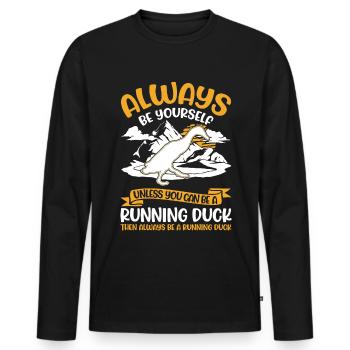 Indian Running Duck Gift Running Duck - Men's Premium Organic Long Sleeve Shirt - black - Front - Nico (187cm)