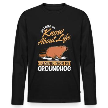 Marmot Groundhog Day Woodchuck - Men's Premium Organic Long Sleeve Shirt - black - Front - Nico (187cm)