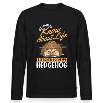 Hedgehog Gift Spiny Hedgehog - Men's Premium Organic Long Sleeve Shirt - black - Front - Nico (187cm)