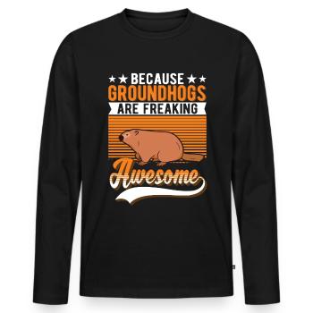 Murmeltier Groundhog Day Waldmurmeltier - Männer Premium Bio Langarmshirt - Schwarz - Vorne - Nico (187cm)