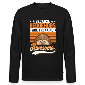 Hedgehog Lovers - Men's Premium Organic Long Sleeve Shirt - black - Front - Nico (187cm)