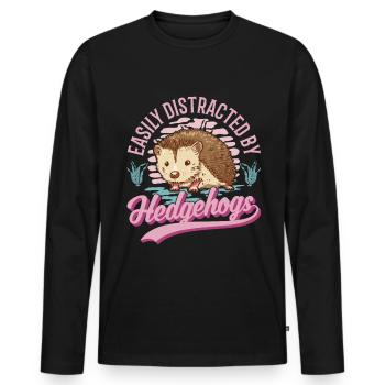 Hedgehog Lovers - Men's Premium Organic Long Sleeve Shirt - black - Front - Nico (187cm)