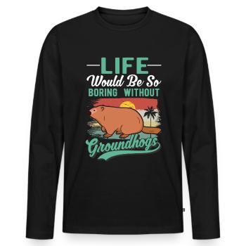 Murmeltier Groundhog Day Waldmurmeltier - Männer Premium Bio Langarmshirt - Schwarz - Vorne - Nico (187cm)