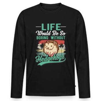 Hedgehog Gift Spiny Hedgehog - Men's Premium Organic Long Sleeve Shirt - black - Front - Nico (187cm)