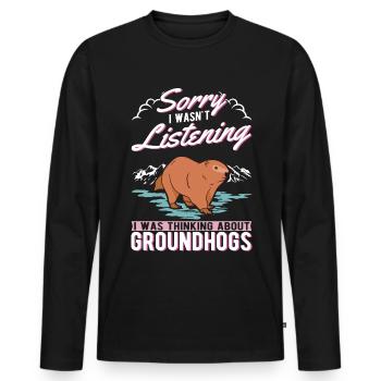 Murmeltier Groundhog Day Waldmurmeltier - Männer Premium Bio Langarmshirt - Schwarz - Vorne - Nico (187cm)