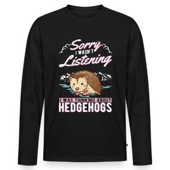 Hedgehog Gift Spiny Hedgehog - Men's Premium Organic Long Sleeve Shirt - black - Front - Nico (187cm)