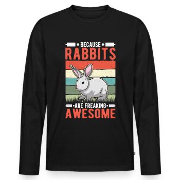 Lapin Cadeau Lapin Lapin Lapin - T-shirt manches longues Premium bio Homme - noir - Devant - Nico (187cm)