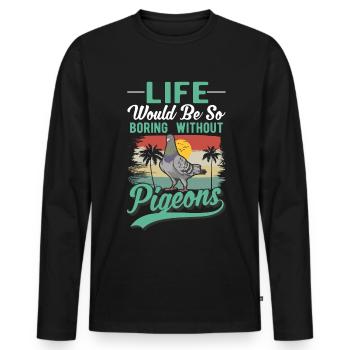 Pigeon Cadeau Pigeon Fancier City Pigeon Pigeonnier Pigeon Transporteur Pigeon - T-shirt manches longues Premium bio Homme - noir - Devant - Nico (187cm)