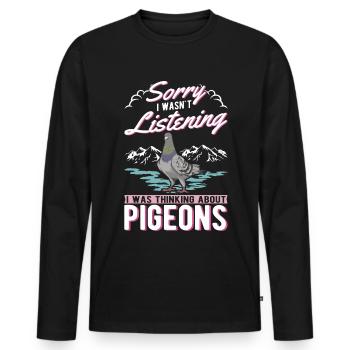 Pigeon Cadeau Pigeon Fancier City Pigeon Pigeonnier Pigeon Transporteur Pigeon - T-shirt manches longues Premium bio Homme - noir - Devant - Nico (187cm)