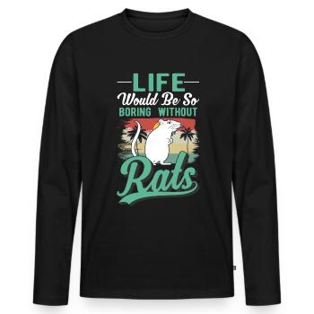 Rat Gift Rat domestique Rat Propriétaire - T-shirt manches longues Premium bio Homme - noir - Devant - Nico (187cm)
