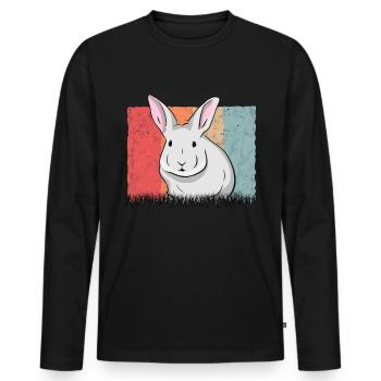 Lapin Rétro Lapin Vintage - T-shirt manches longues Premium bio Homme - noir - Devant - Nico (187cm)