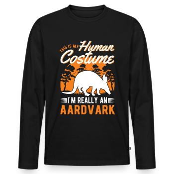 Erdferkel Costume Humain Halloween Aardvark - T-shirt manches longues Premium bio Homme - noir - Devant - Nico (187cm)