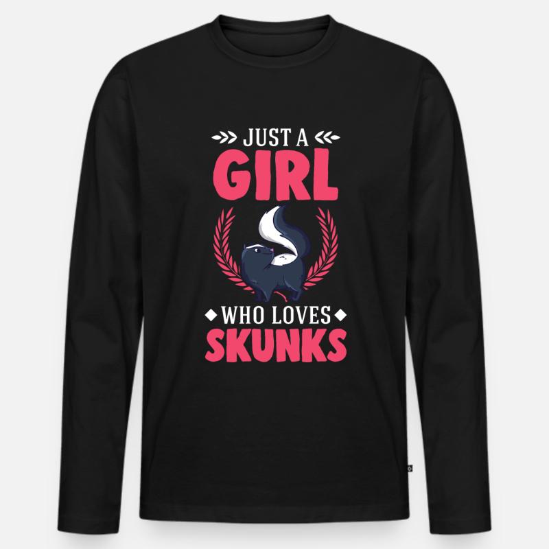 Stinktier Mädchen - Männer Premium Bio Langarmshirt - Schwarz