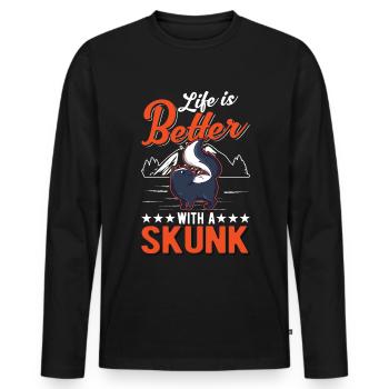 La vie est meilleure avec les mouffettes - T-shirt manches longues Premium bio Homme - noir - Devant - Nico (187cm)